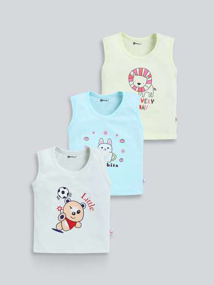 MooNKids Kids Pack Of 3
                    Printed Cotton Vests MK_Vest_333