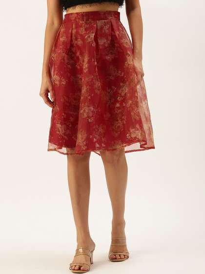 ROVING MODE Printed Flared Midi Skirts