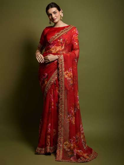 Mitera Floral Embroidered Saree
