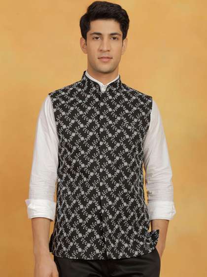 VASTRAMAY Embroidered Nehru Jackets