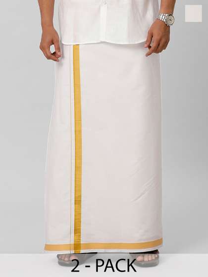 Ramraj Men Pack of 2
                        Pure Cotton Dhotis With Zari Border