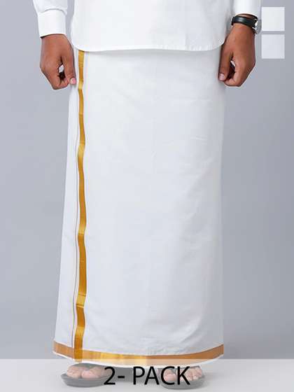Ramraj Men Pack of 2
                        Pure Cotton Dhotis With Zari Border