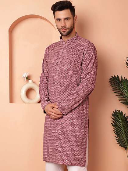 Jompers Geometric Embroidered Kurta