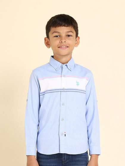 U.S. Polo Assn. Kids
                    Boys Horizontal Striped Classic Cotton Opaque Oxford
                    Shirt