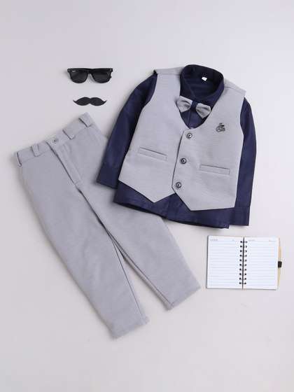 BAESD Boys Striped
                    3-Piece Single-Breasted Partywear Suit