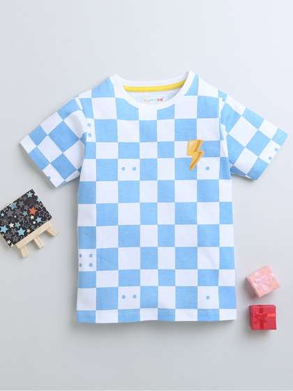 BUMZEE Boys Checked Cotton T-shirt