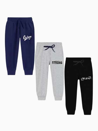 BAESD Boys Pack Of 3
                    Typography Printed Pure Cotton Joggers