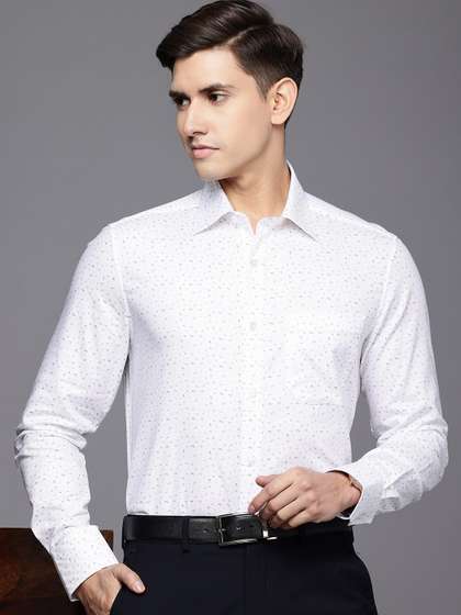 Louis Philippe Pure Cotton Classic Fit Floral Printed Opaque Formal Shirt