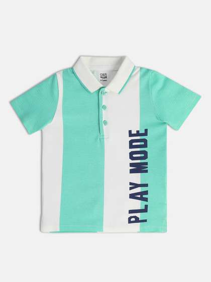 MINI KLUB Boys Striped Polo Collar Cotton T-shirt