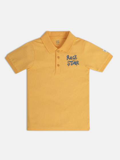 MINI KLUB Boys Typography Printed Polo Collar Cotton T-shirt