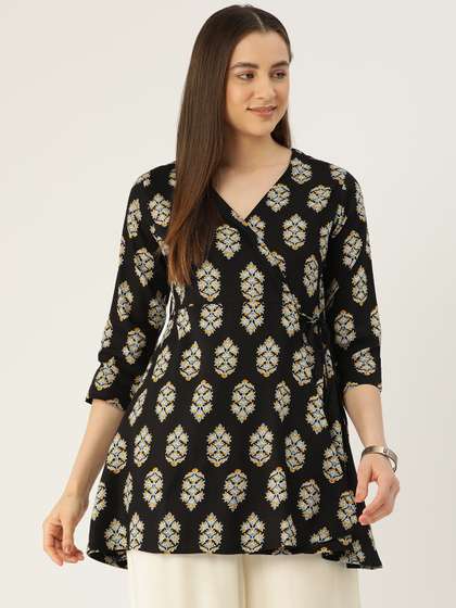 FERANOID Floral
                        Printed Pure Cotton Angrakha Kurti