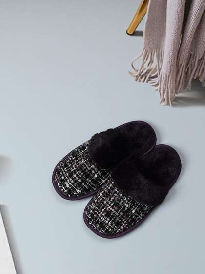 Mast & Harbour Mast Harbour Women Self Design Fur Winter Room Slippers