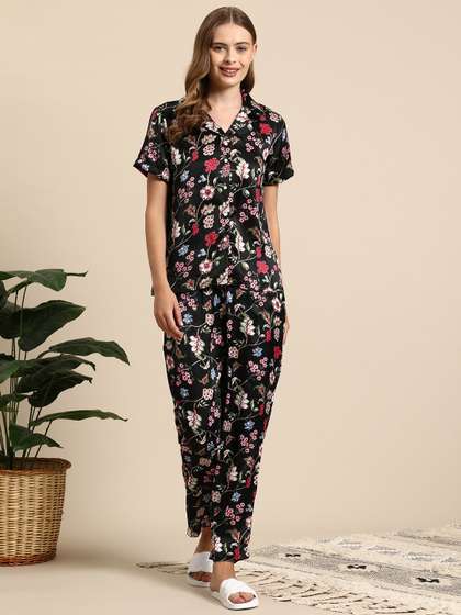 Mast & Harbour
                        Printed Satin Night Suit