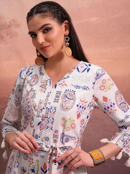 Vishudh Ethnic
                        Motifs Print Maxi Dress