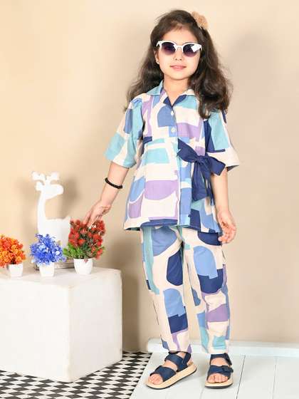 Superminis Girls
                      Printed Pur Cotton Top with Trousers