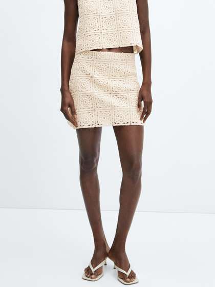 Ajio Cream Pencil Mini Skirt Price History Of MANGO Women Solid