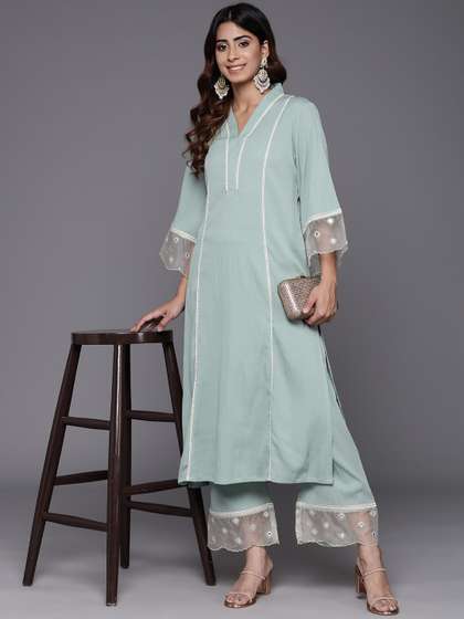 Varanga Women Regular Silk Crepe Kurta with Trousers