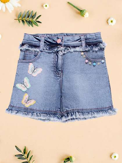 CUTECUMBER Girls
                    Embellished Denim Shorts