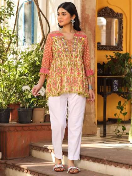 Juniper Ikat Printed Embroidered Tunic