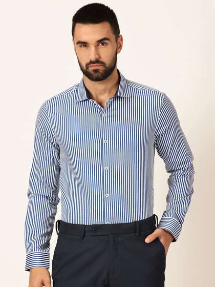 Thomas Scott Premium
                        Striped Spread Collar Long Sleeves Formal Shirt