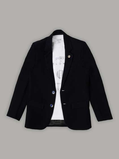 CAVIO Boys Pure Cotton
                    Notched Lapel Collar Single-Breasted Blazer With
                    T-Shirt