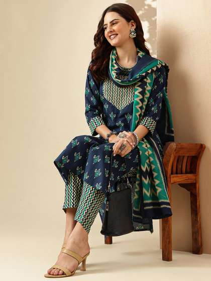 Anouk Ethnic
                          Motifs Printed Regular Pure Cotton Kurta with
                          Trousers & With Dupatta