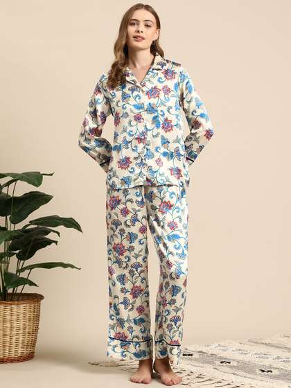 Mast & Harbour
                          Women Floral Printed Satin Night Suit