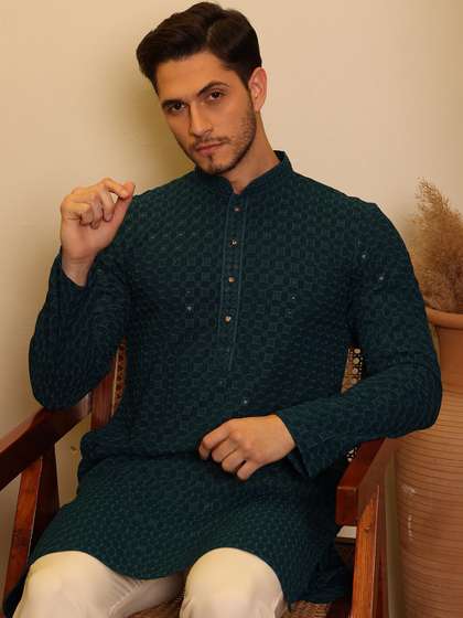 House of Pataudi
                          Ethnic Motifs Embroidered Straight Kurta