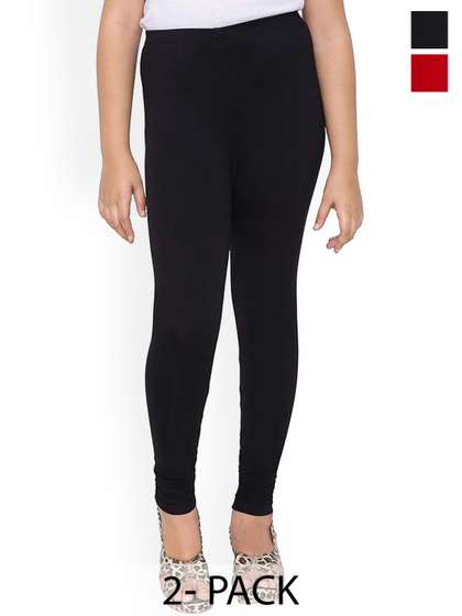 BAESD Girls Pack Of 2
                      4-Way Stretch Churidar Length Leggings