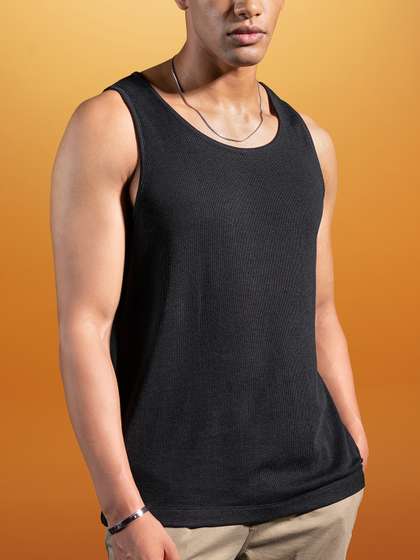 DAMENSCH Statement
                          Waffle Premium Waffle Texture Colours by High
                          IQ Dyes Tank Tops