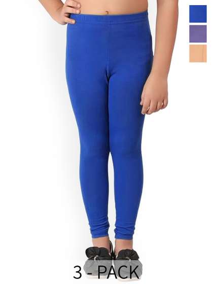FRENCH KLEIDER Girls
                    Pack Of 3 Ankle Length Slip-On Leggings