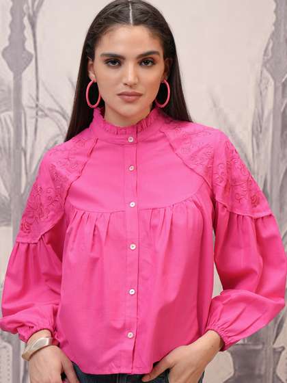 Vishudh Mandarin Collar Shirt Style Top