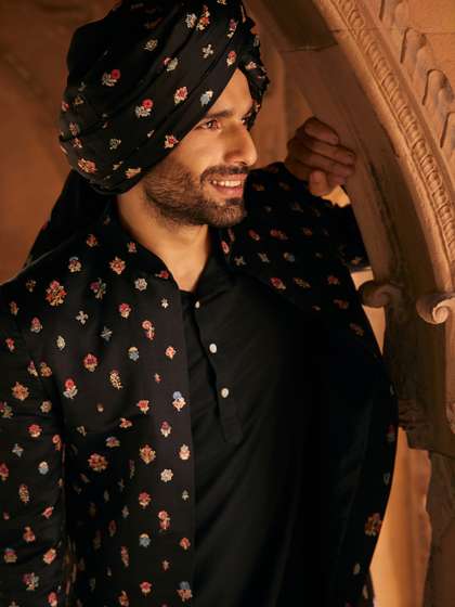 KISAH Men
                        Embroidered Indowestern Sherwani Set
