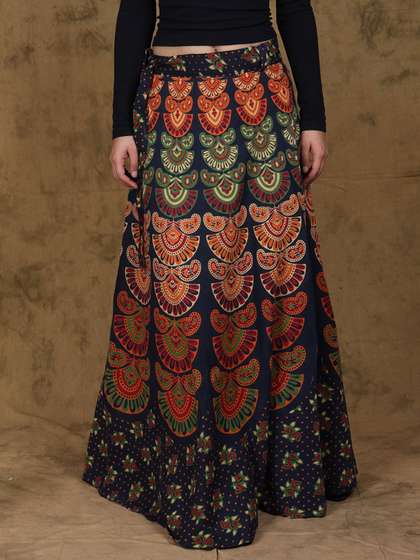 Exotic India Printed A-line Maxi Skirts