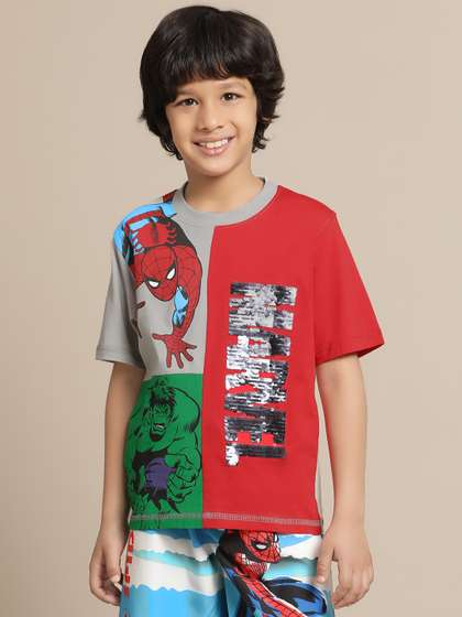 Kids Ville Boys Round Neck Short Sleeves Avengers Printed Pure Cotton Tshirt