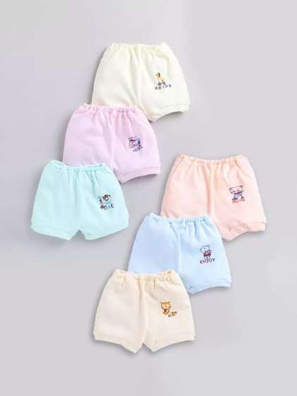 Redden Infant Girls
                    Assorted Pack Of 6 Printed Cotton Basic Briefs
