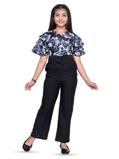 FELLAMO Girls Floral
                    Printed Cotton Basic Jumpsuit