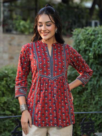 Rain & Rainbow Ethnic Cotton A-Line Kurti