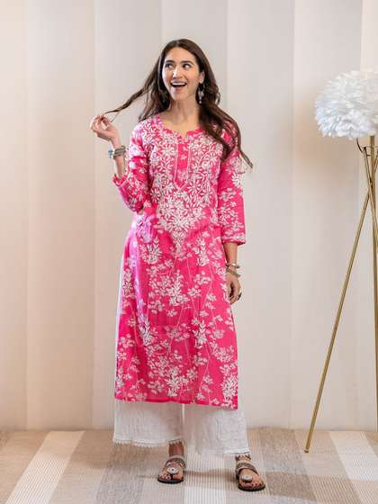 GoSriKi Printed Chikankari Kurta
