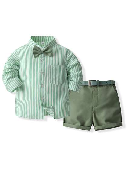 StyleCast x Revolte Boys
                    Striped Long Sleeves Shirt Collar Top with Shorts