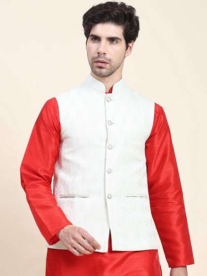 Aanys Culture Woven Design Nehru Jacket