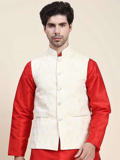 Aanys Culture Woven Design Nehru Jacket
