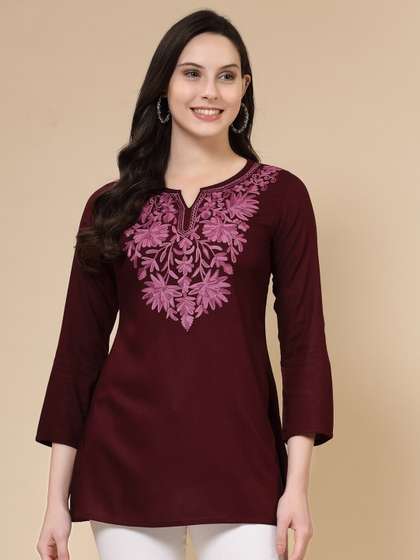 QAZMI Fiza Kashmiri Aari Embroidered A-Line Flared Kurti
