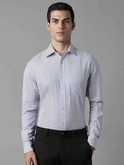Louis Philippe Vertical Striped Printed Classic Cotton Opaque Formal Shirt