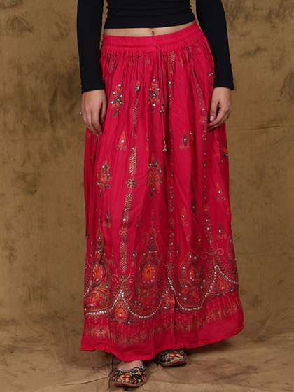 Exotic India Printed A-line Maxi Skirts