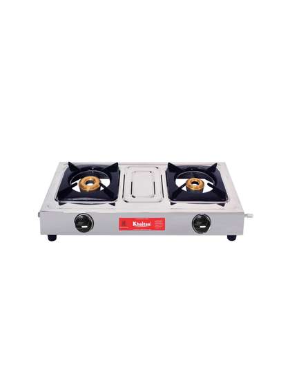 Khaitan Black 2 Burner Classic Stainless Steel Manual Gas Stove