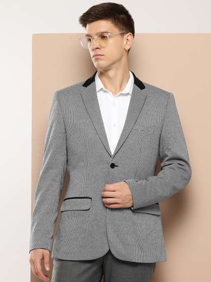 INVICTUS Houndstooth
                        Checked Slim Fit Blazer