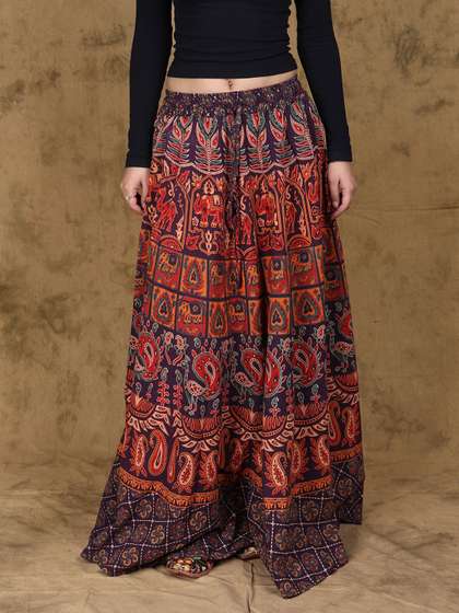 Exotic India Printed Wrap Maxi Skirts