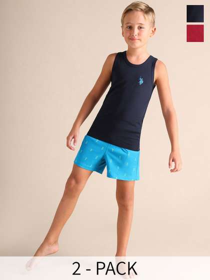 U.S. Polo Assn. Kids
                    Boys Pack Of 2 Pure Cotton Basic Innervest