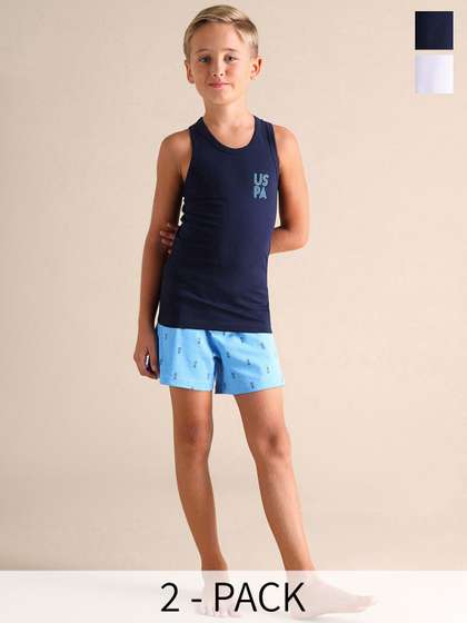 U.S. Polo Assn. Kids
                    Boys Pack Of 2 Pure Cotton Basic Innervest